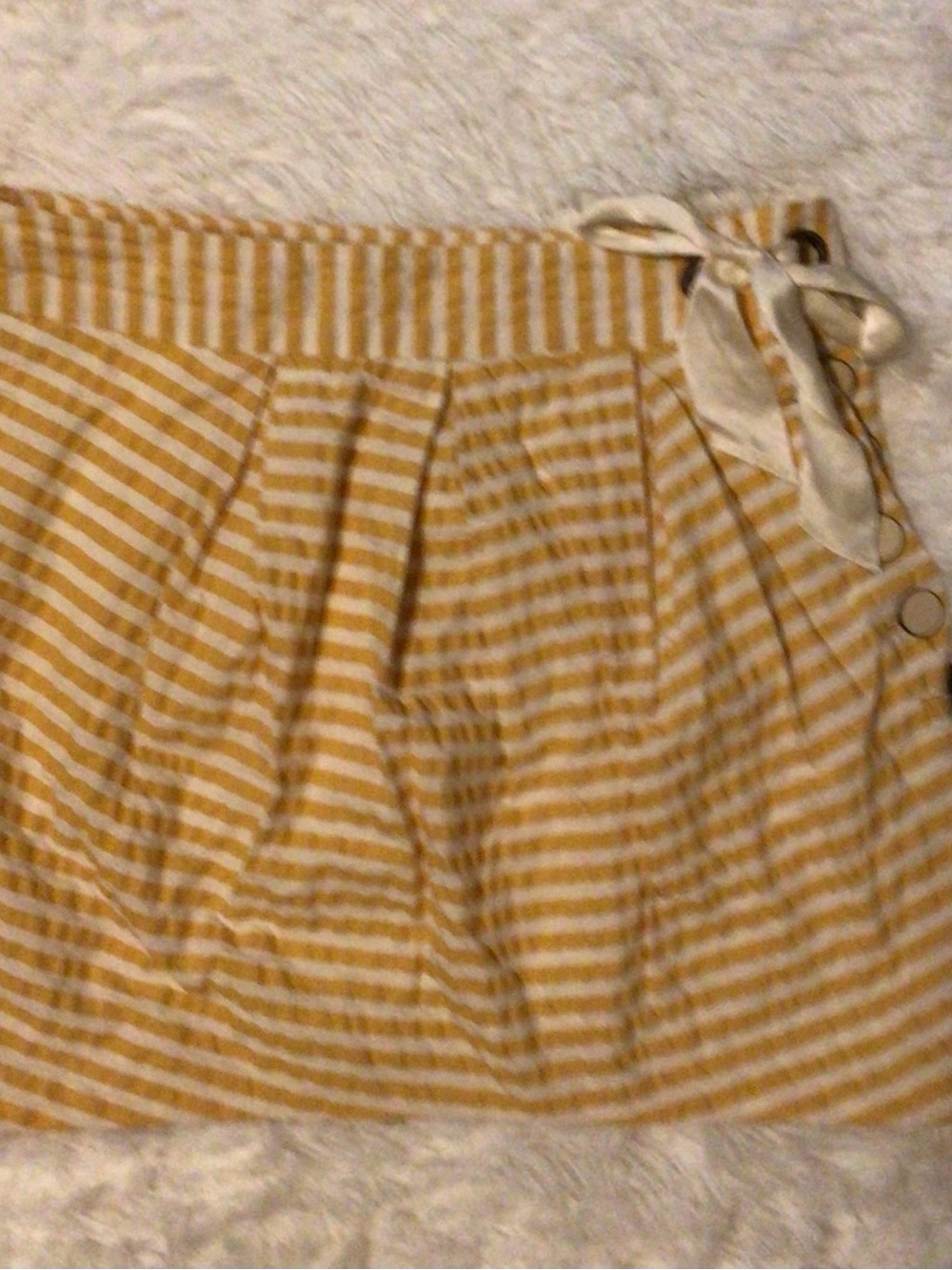 leifsdottir Striped Yellow and White Tie-Waist Mini Skirt